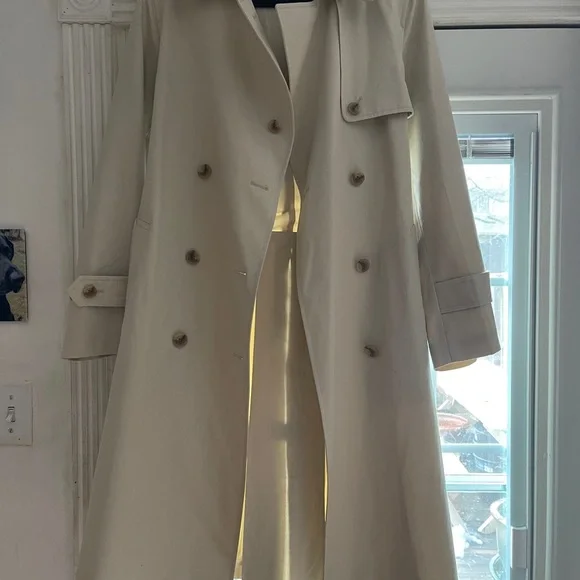 Uniqlo Cream Double-Breasted Trench Coat - Picture 2 of 11